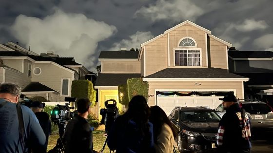 Media in front of a house connected to Cole Tomas Allen, the shooting suspect at the White House Correspondents' Dinner, in Torrance, CA on Saturday, April 25, 2026. — Image credit: Fortune (via AP) / Eric Tucker