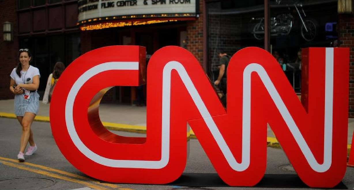 The CNN logo outside the Fox Theater, site of the second Democratic 2020 presidential candidates debate, in Detroit, Mich., July 30, 2019. CNN was one of three media outlets banned from the White House by President Donald Trump on Friday. — Image credit: Trump says he is banning media outlets CNN, MS NOW, Politico from White House | KSL.com / https://www.facebook.com/kslcom/